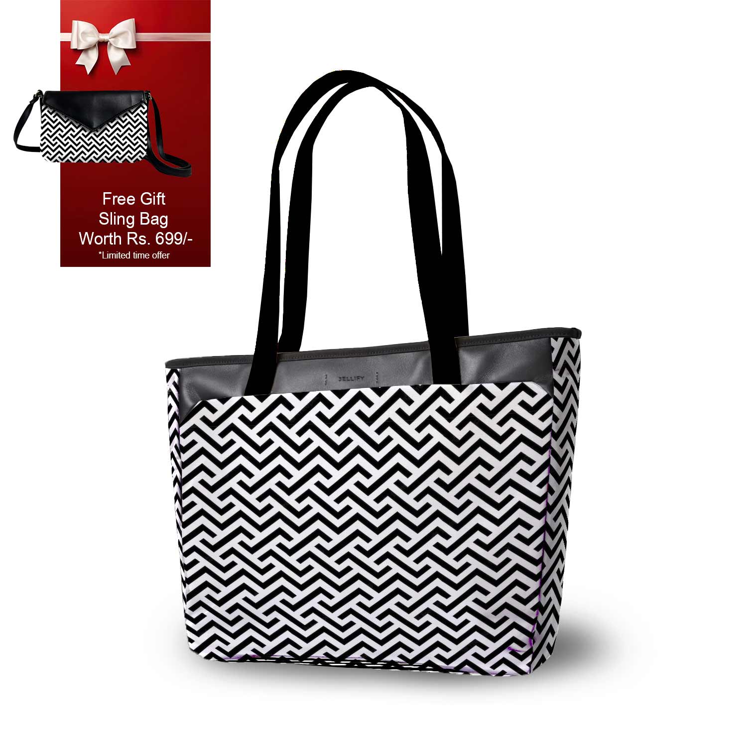 Striking Monochrome Laptop Tote - Zigzag