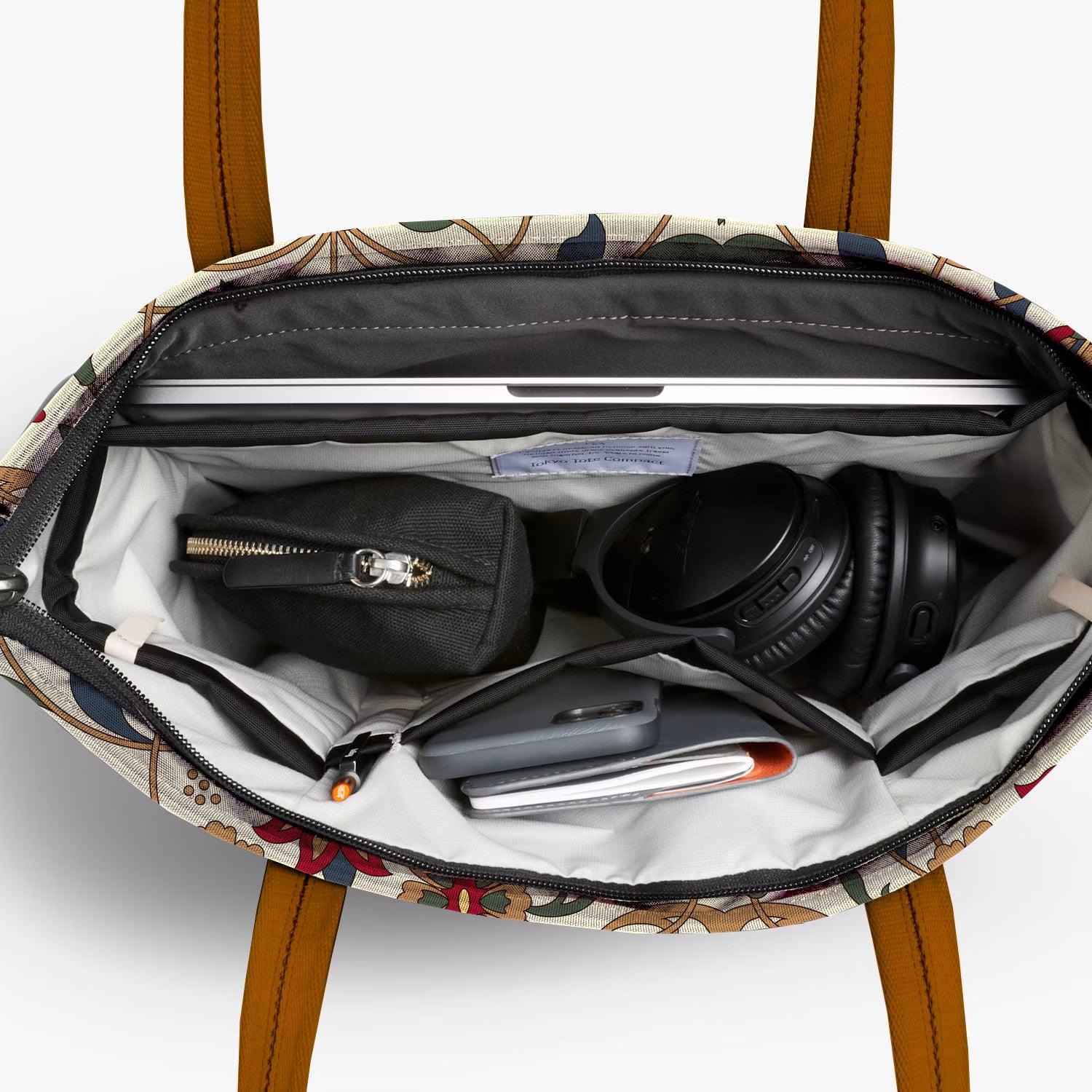 Vintage Executive Tote Bag with Laptop Compartments - Carryall in Traditional Persian Print