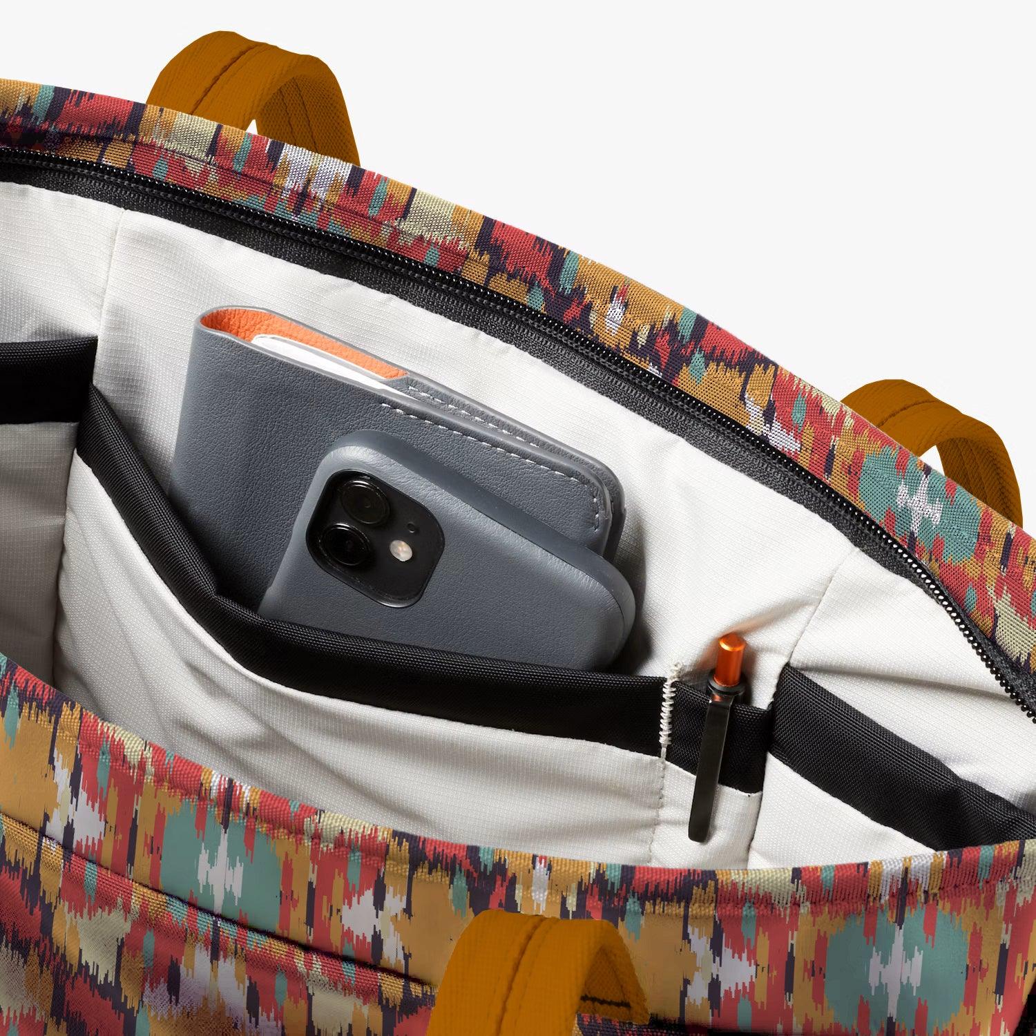 Vintage Executive Tote Bag with Laptop Compartments - Carryall in Traditional Ikkat Print