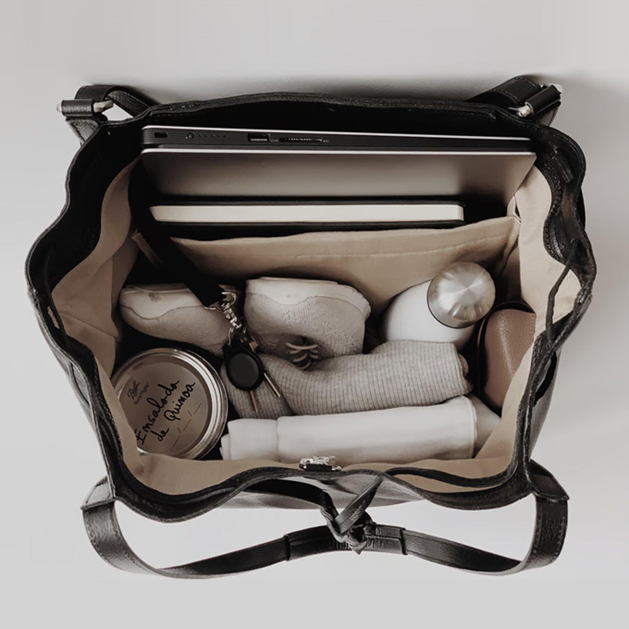 Tote Bag Convertible to Backpack | Detachable Interior | Black