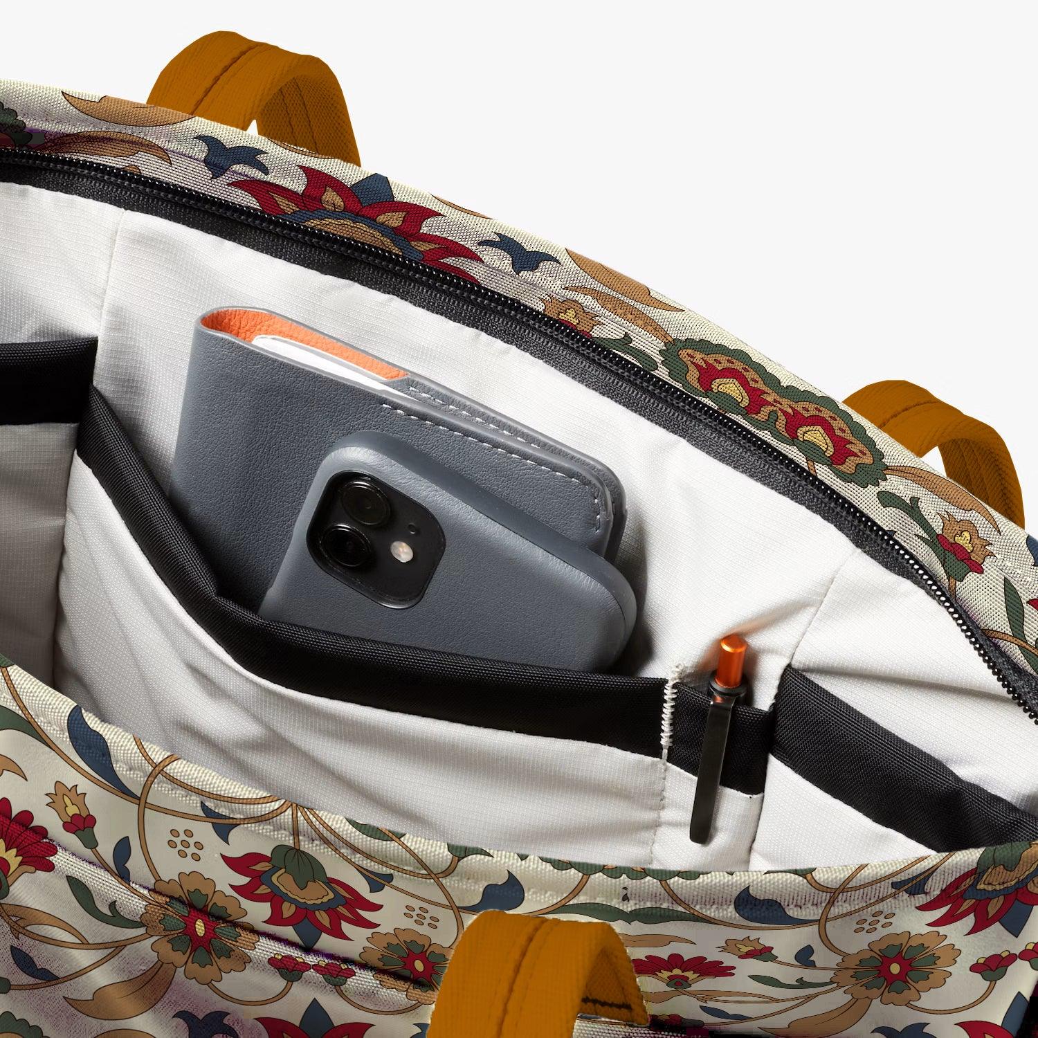 Vintage Executive Tote Bag with Laptop Compartments - Carryall in Traditional Persian Print