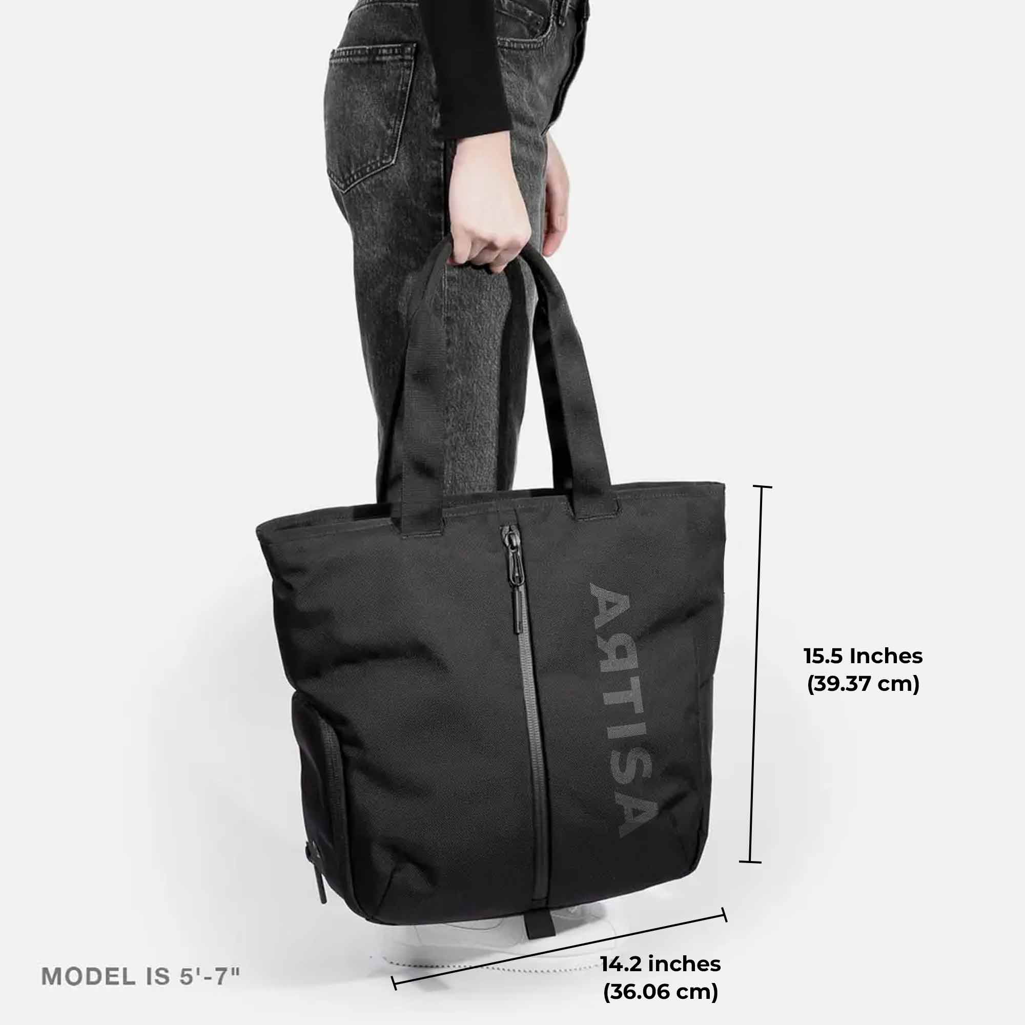 Women's Black Multipurpose Gym Tote with Shoe Compartment