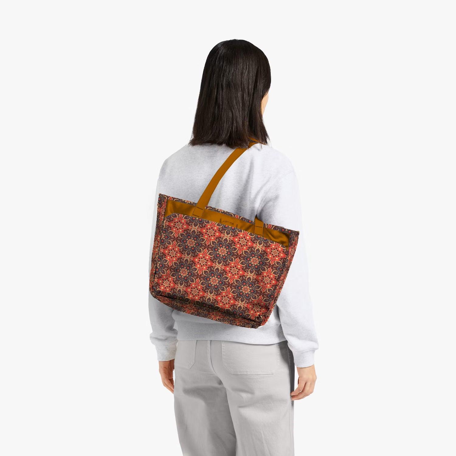 Vintage Executive Tote Bag with Laptop Compartments - Carryall in Traditional Mandala Print