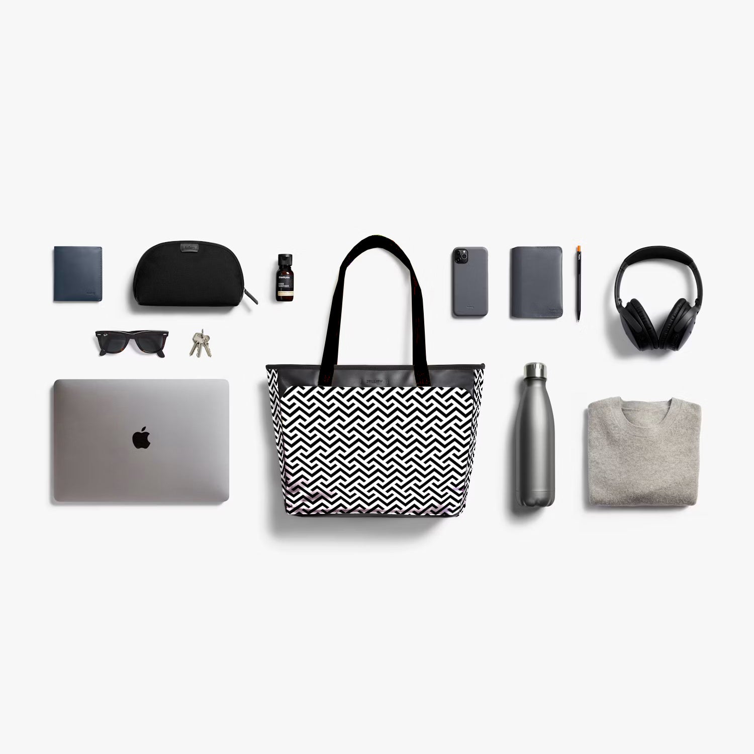 Striking Monochrome Laptop Tote - Zigzag