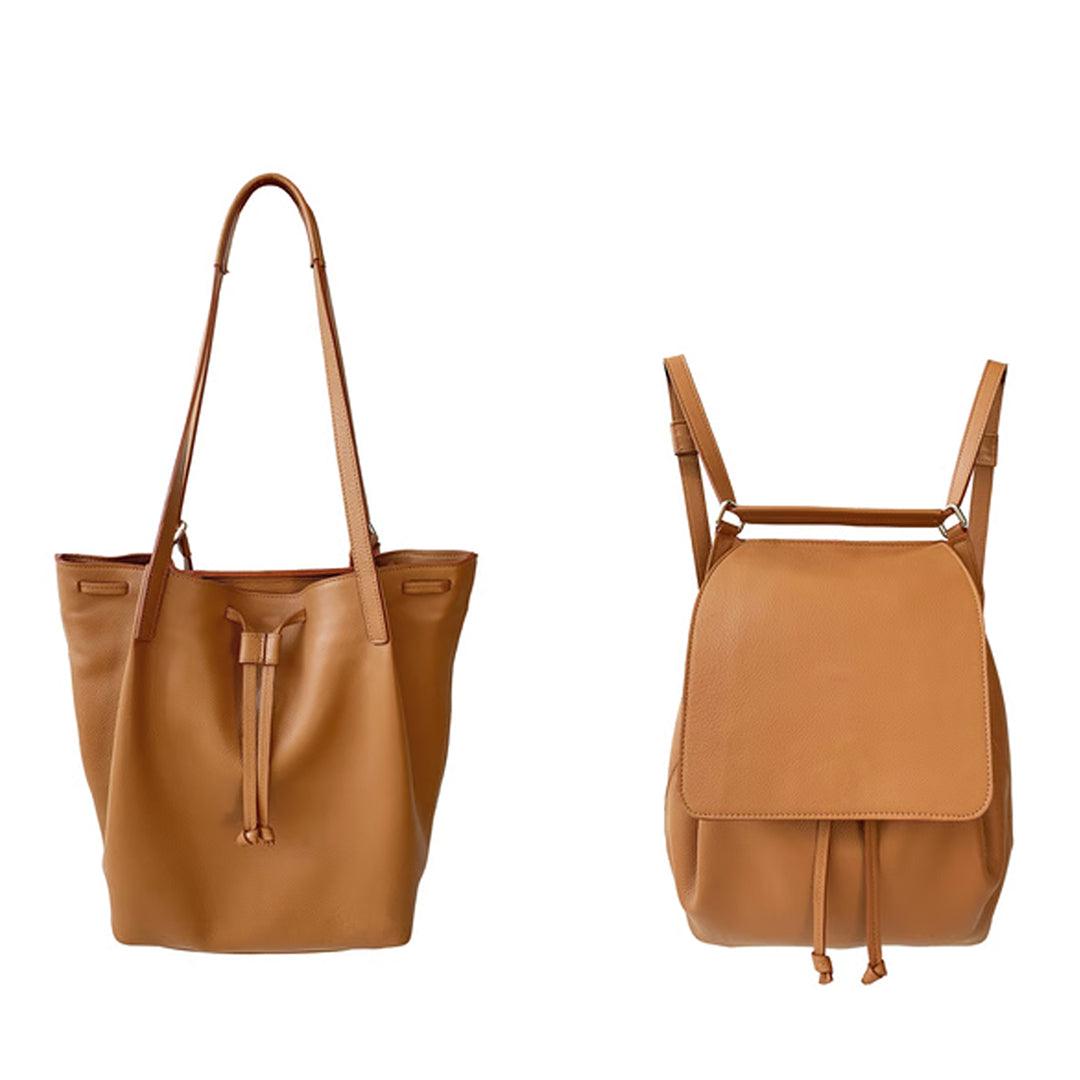 Tote Bag Convertible to Backpack | Detachable Interior | Brown