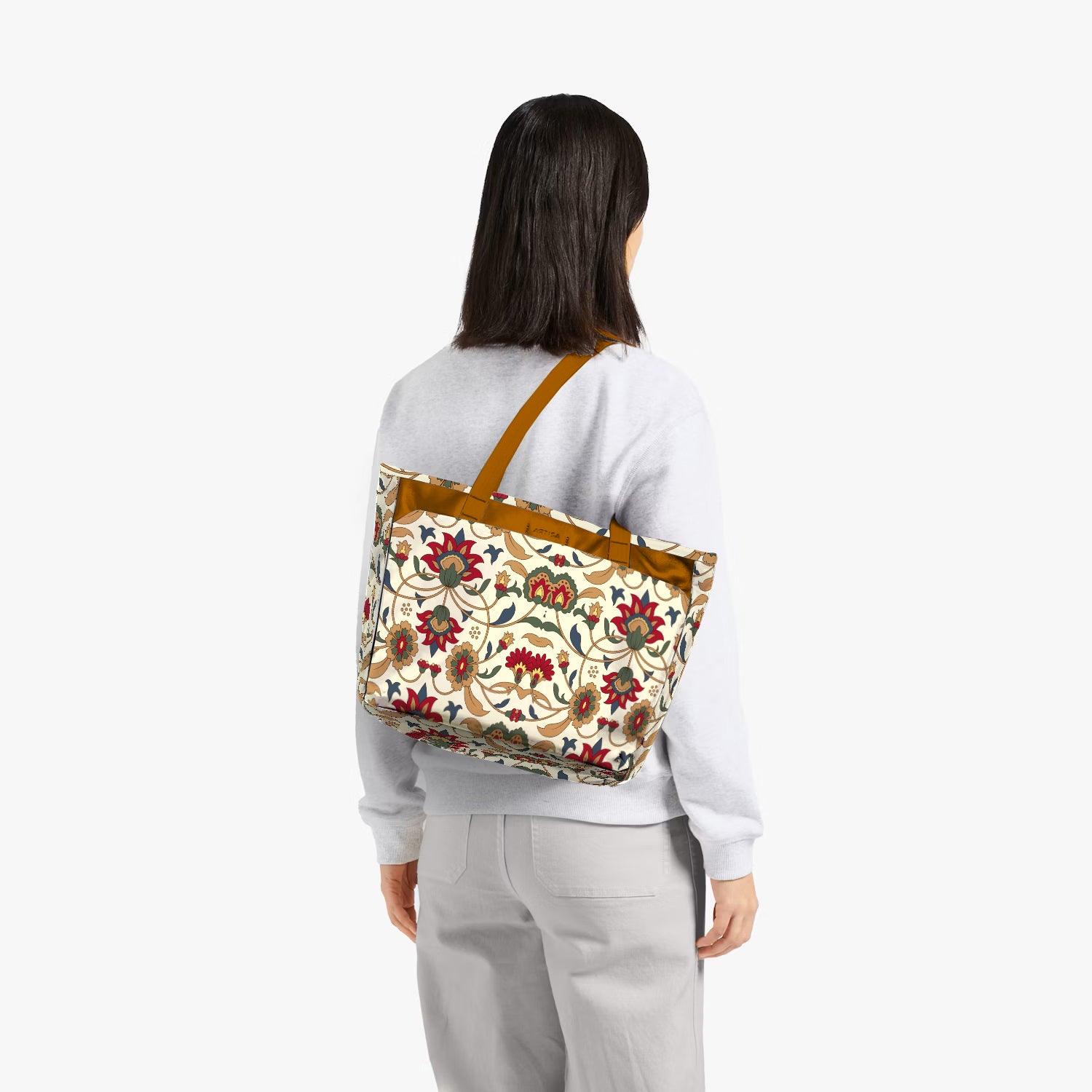 Vintage Executive Tote Bag with Laptop Compartments - Carryall in Traditional Persian Print