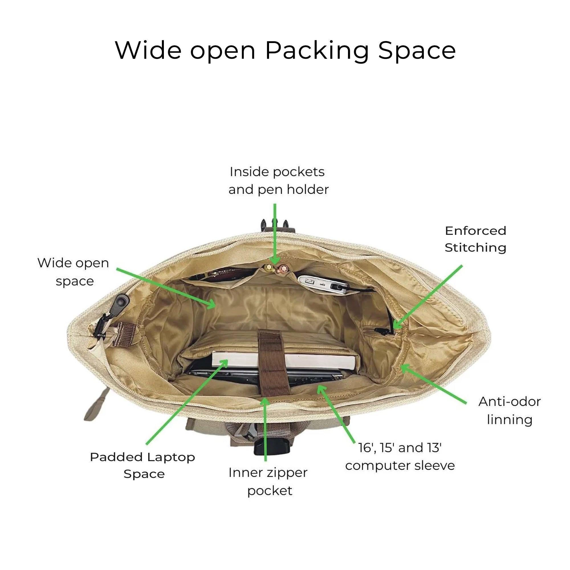 Canvas Roll top Laptop Backpack for Daily use and Travelling, Anti Theft Pocket and Expandable Size - Black