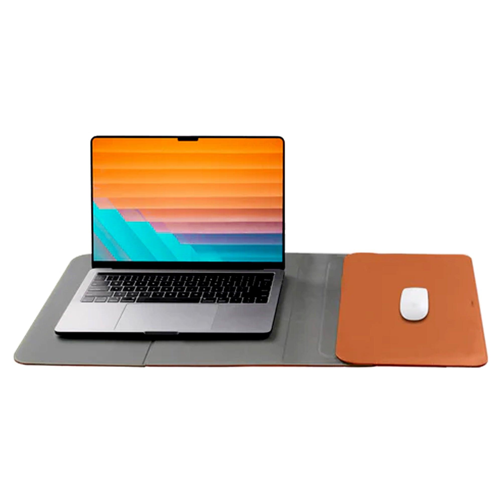 Dual-functional Laptops sleeve Convertible to Desk Mat | Brown
