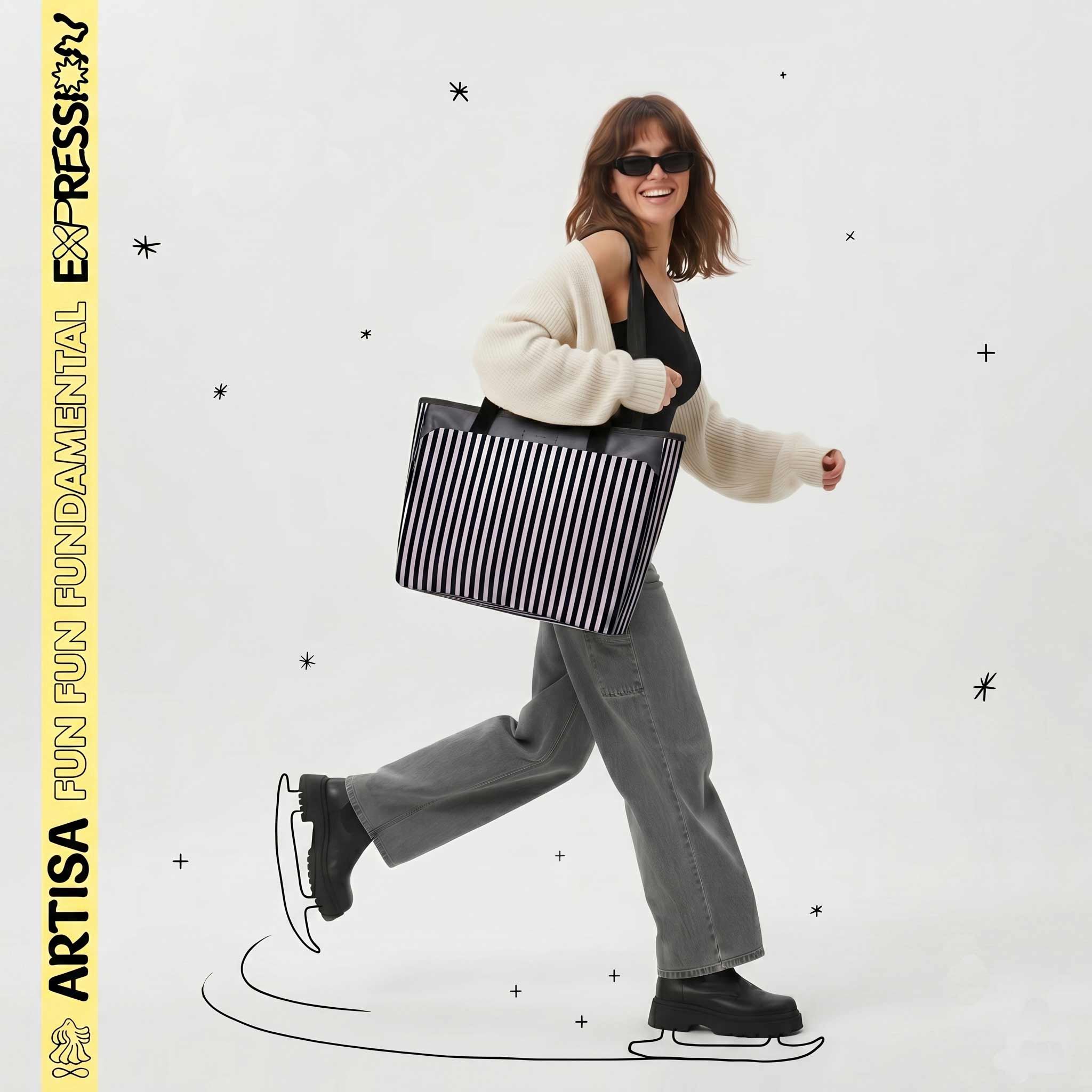 Striking Monochrome Laptop Tote - Lining