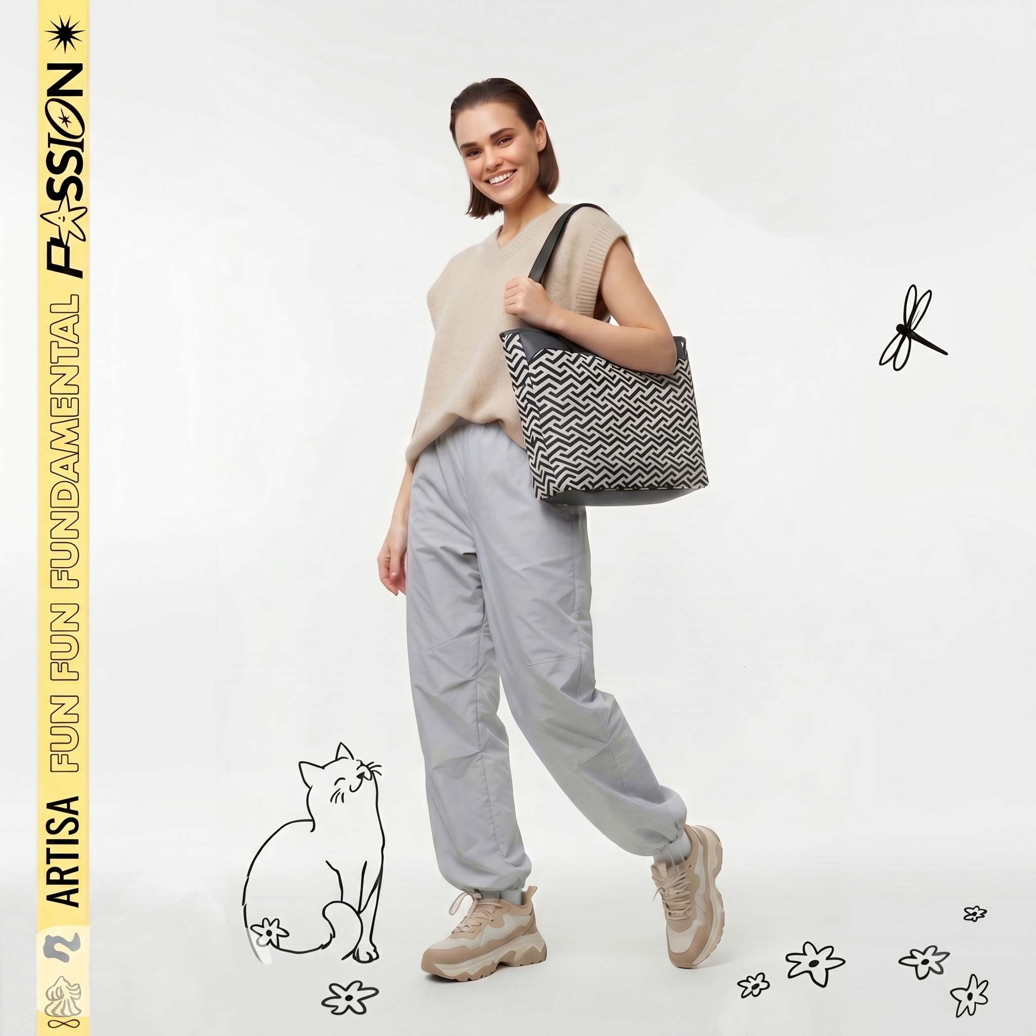 Striking Monochrome Laptop Tote - Zigzag
