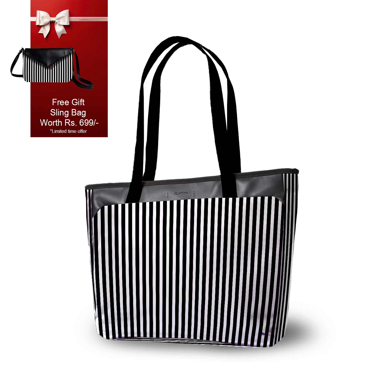 Striking Monochrome Laptop Tote - Lining