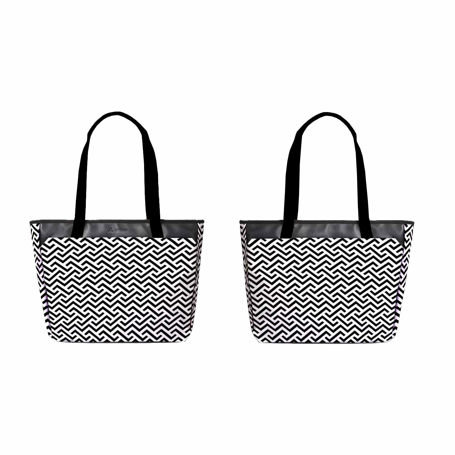 Striking Monochrome Laptop Tote - Zigzag